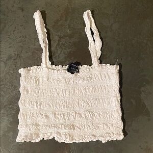 French Connection White Smocked Camisole